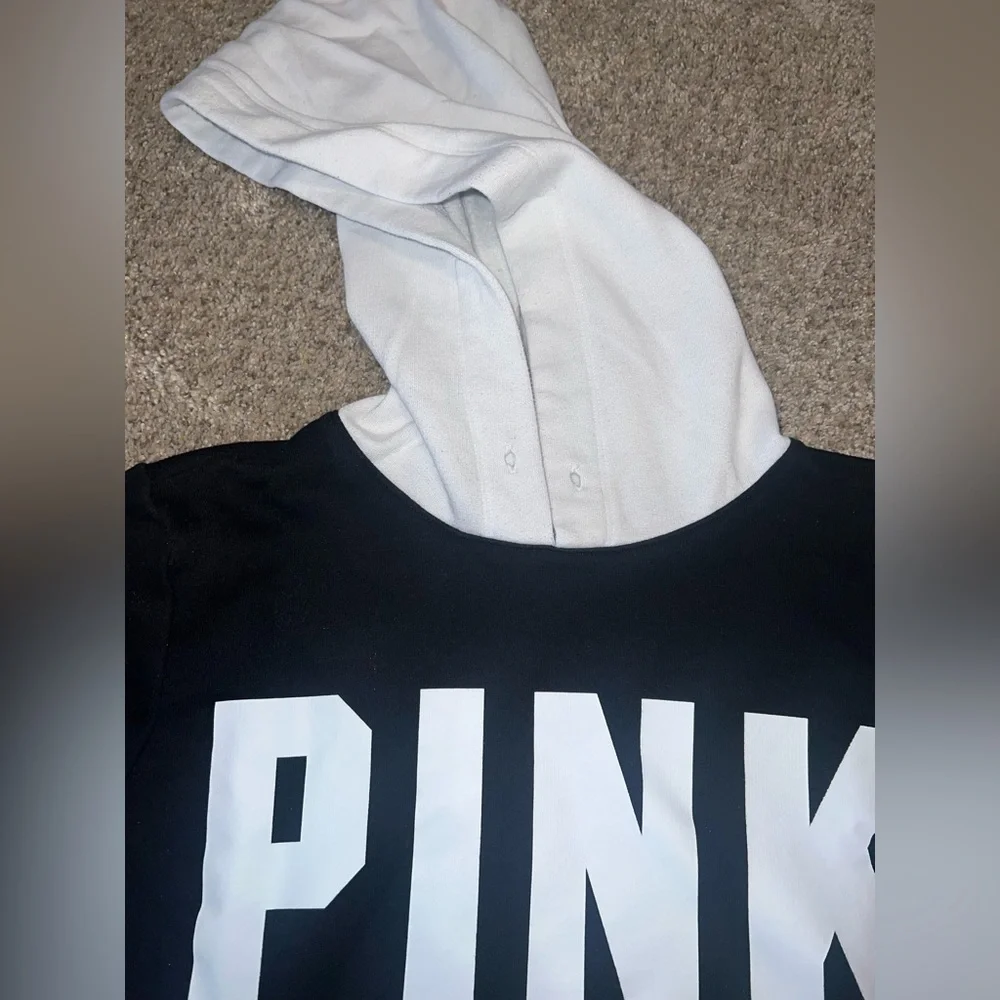 Black and White Colorblock PINK Hoodie - Picture 3 of 6